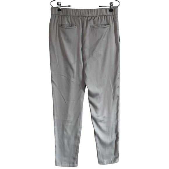 Halston Heritage Sz 6 Straight Leg Paneled Satin Pull On Trousers Elastic Waist - Picture 2 of 8